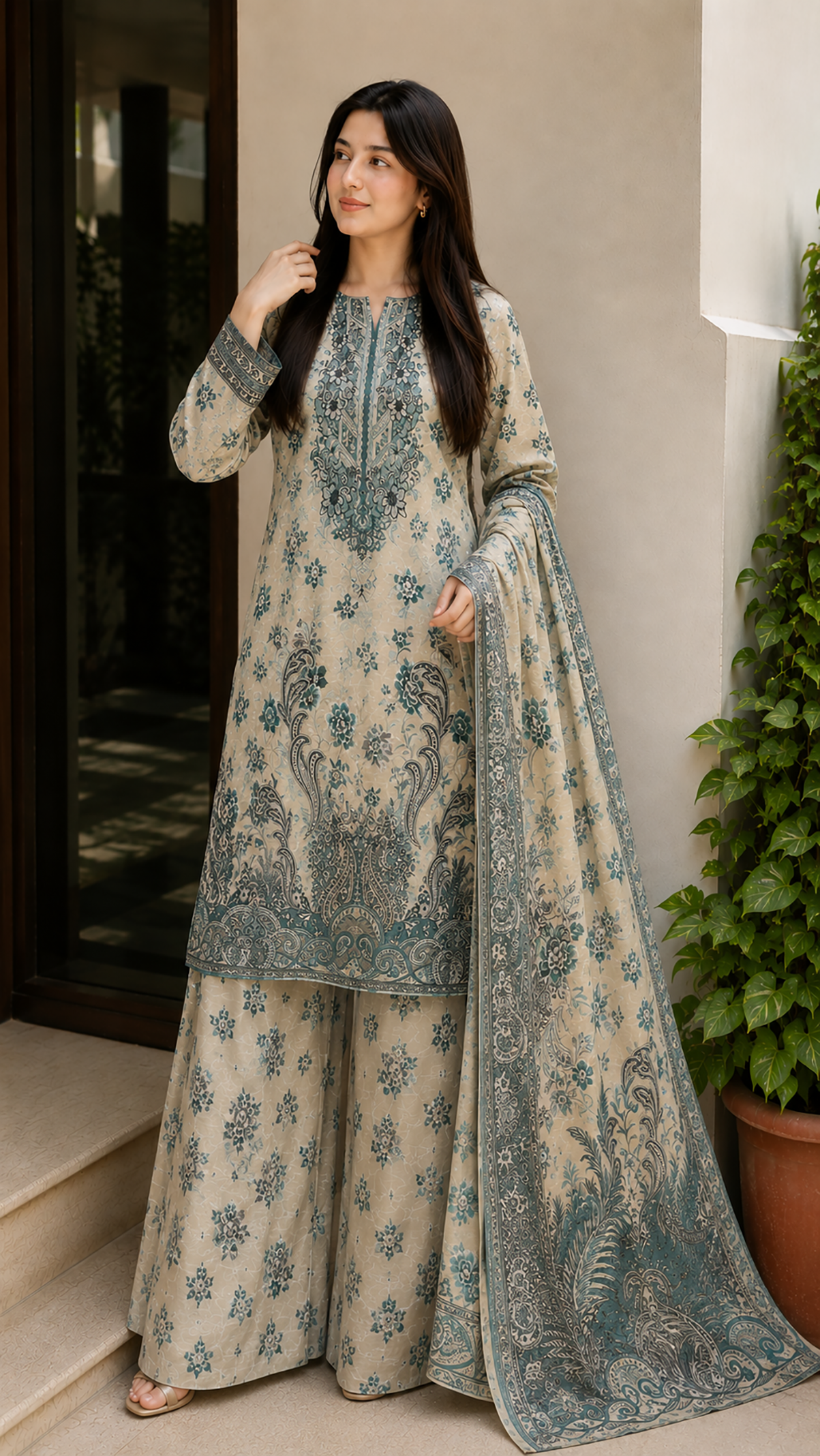 Aabroo Pret – 3 Piece Digital Printed Swiss lawn